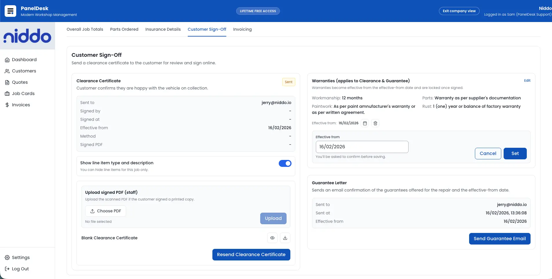 Effective-date timeline view screenshot