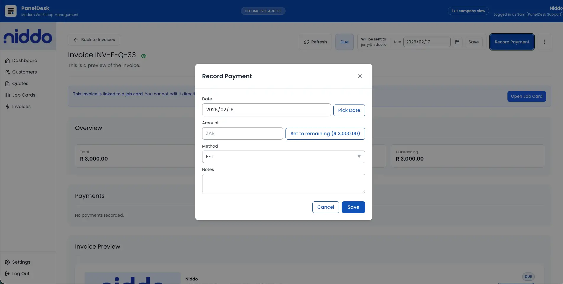 Payment capture view screenshot