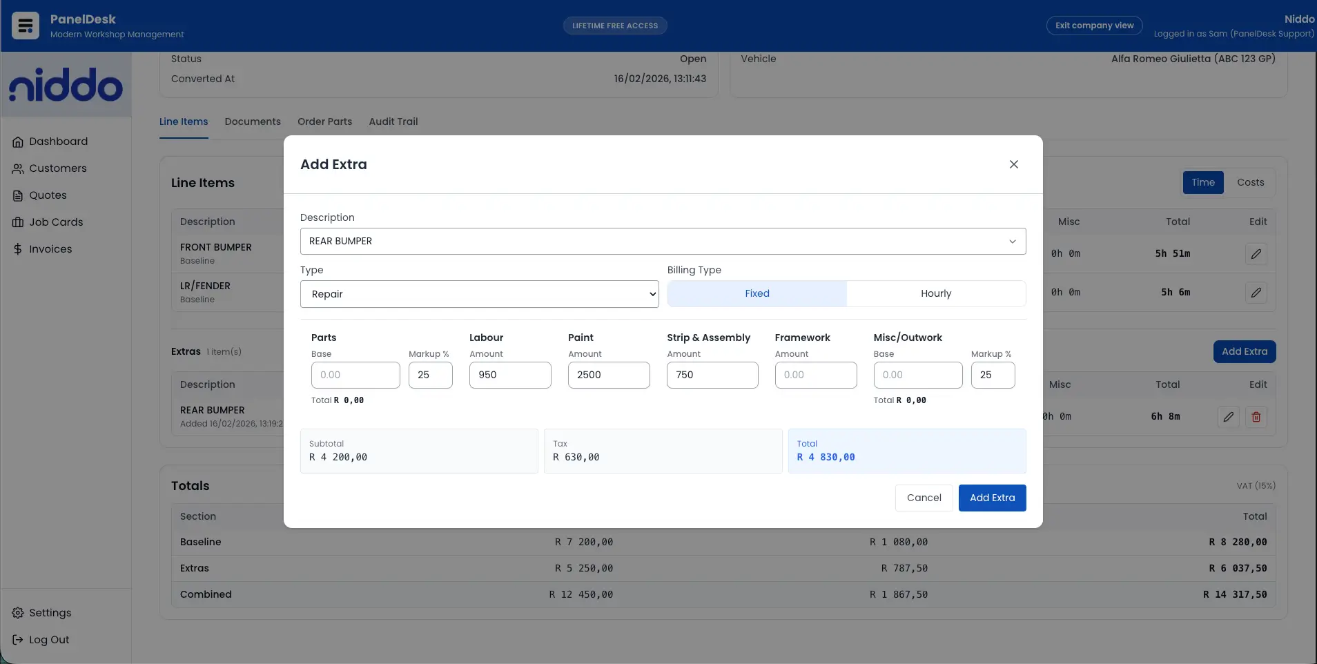 Scope change view screenshot